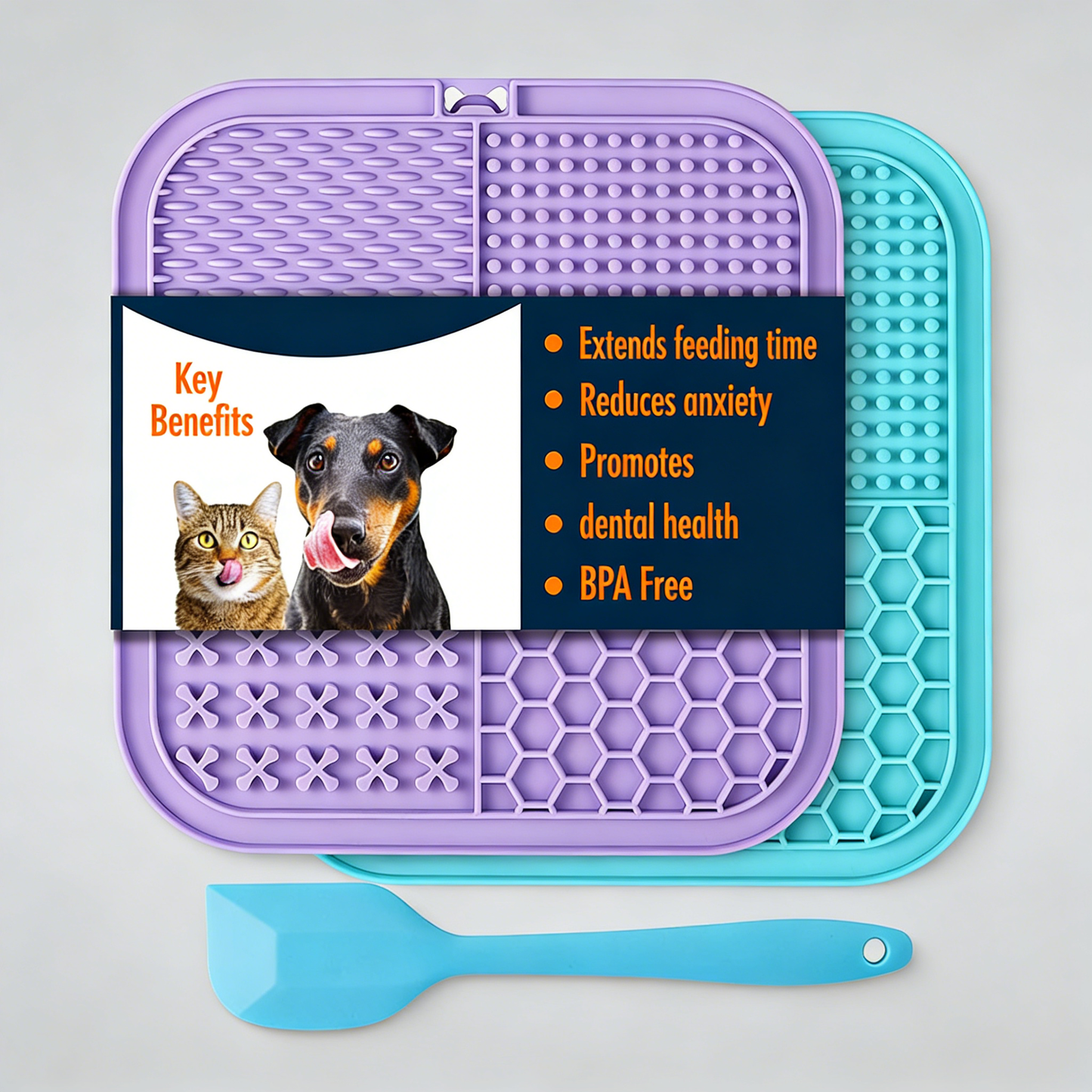 2-Pack Pet Lick Mats with Suction Cups, Calming & Engaging