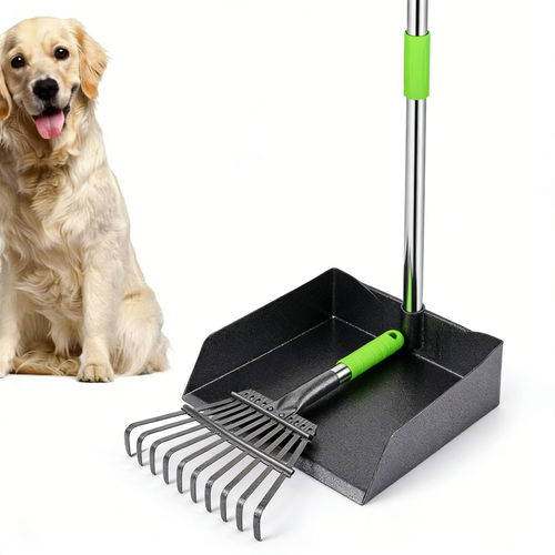 Extra Large Metal Dog Poop Scooper, Adjustable Long Handle Set